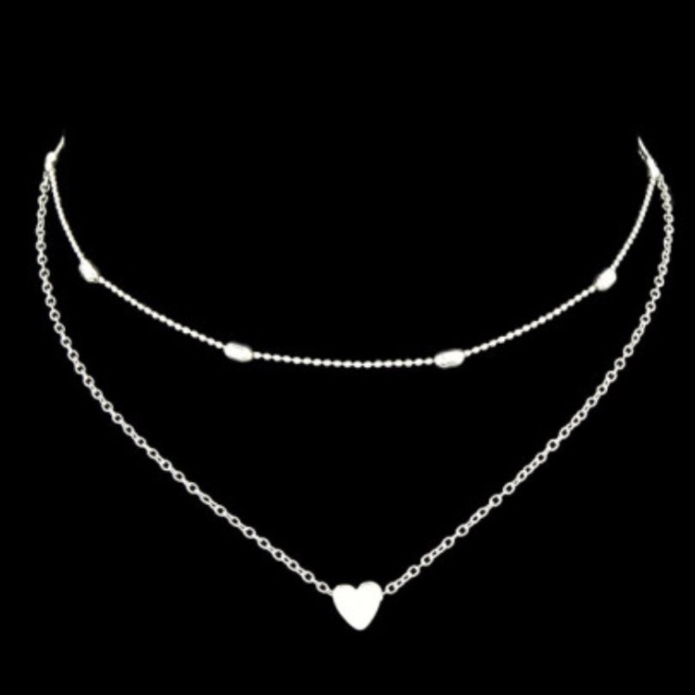KAYLA Double Layer Choker Heart Necklace - Picture 5 of 6